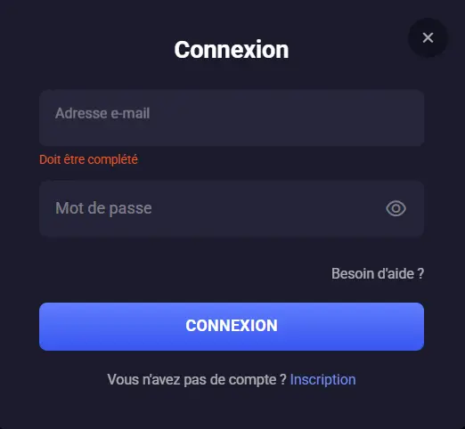 Formulaire de connexion au casino Spinaura