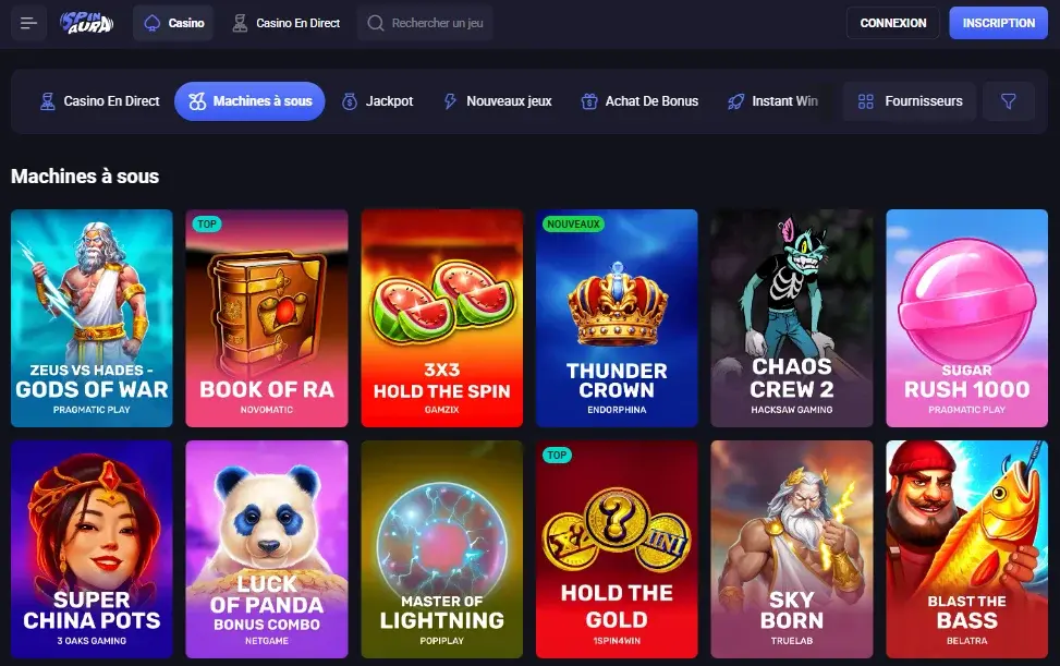 Jeux de casino Spinaura