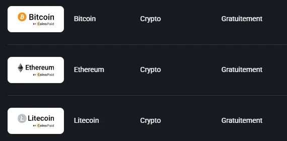 Options de dépôt Spin Aura avec des méthodes cryptographiques